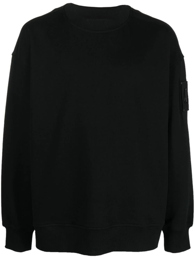 Shop Moose Knuckles Logo-plaque Crew-neck Sweatshirt In Black