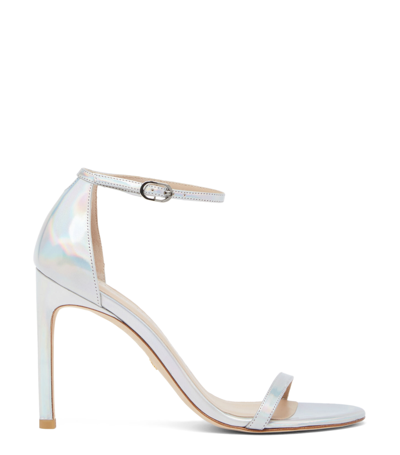 Stuart Weitzman Metallic-effect 100mm Sandals In Silver