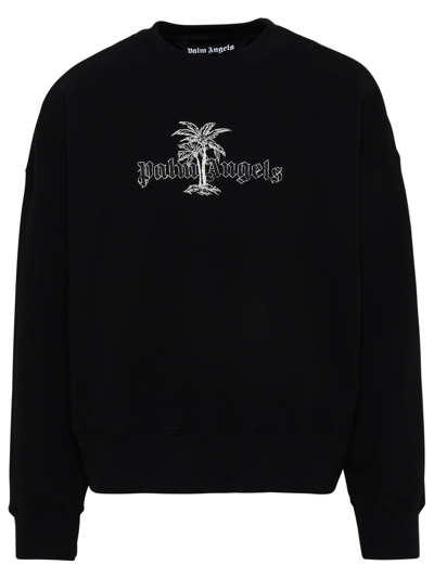 Shop Palm Angels Black Cotton Sunset Palm Sweatshirt