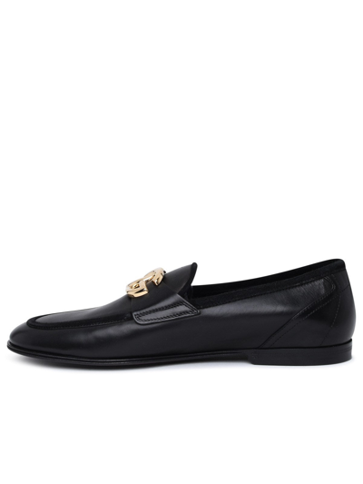 Shop Dolce & Gabbana Black Leather Aristo Loafers