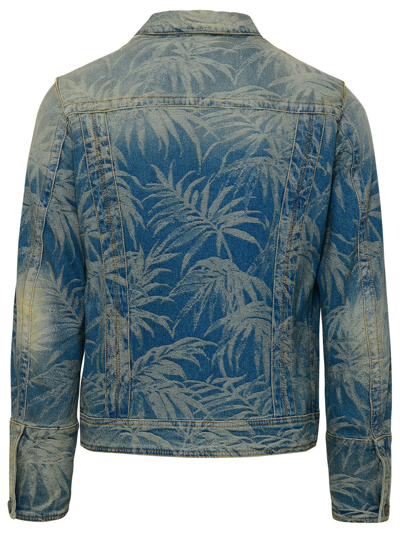 Shop Palm Angels Blue Cotton Jungle Jacket In Light Blue