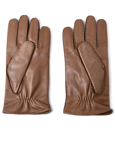 Shop Sofia Gants Brown Lambskin Gloves