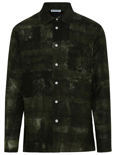 Shop Destin Green Linen Lin Man Shirt
