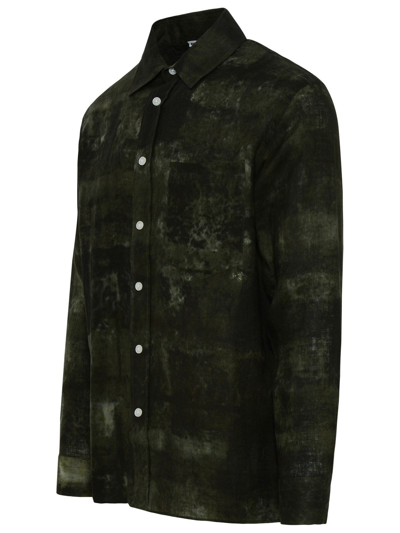 Shop Destin Green Linen Lin Man Shirt