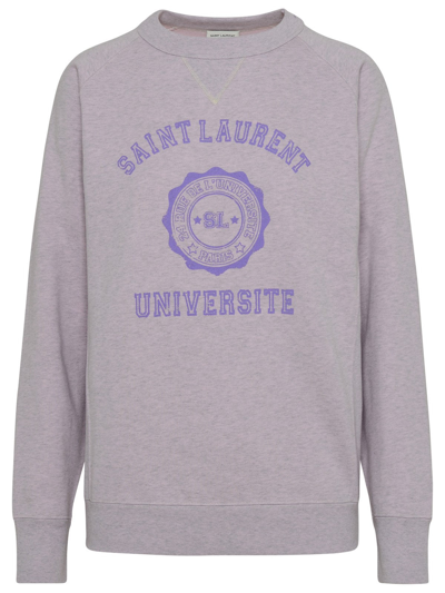 Shop Saint Laurent Lilac Cotton Université Sweatshirt In Violet