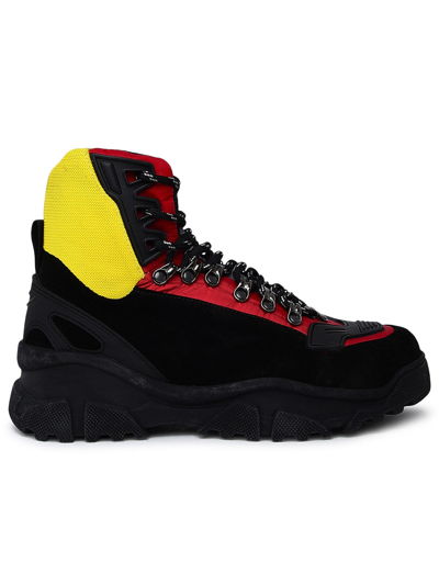Shop Noova Space Red And Black Technical Fabric High Ankle Boots In Multicolor