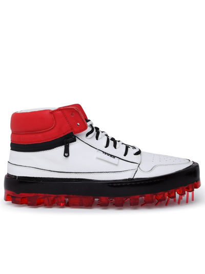 Shop Rbrsl Rubber Soul Red And White Leather Madlen Polacco Sneakers