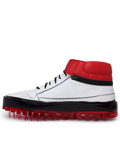 Shop Rbrsl Rubber Soul Red And White Leather Madlen Polacco Sneakers