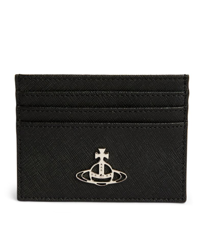 Shop Vivienne Westwood Leather Logo Card Holder In Black