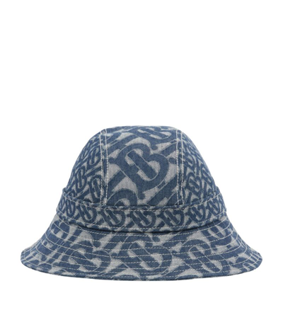 Shop Burberry Denim Tb Monogram Bucket Hat In Blue