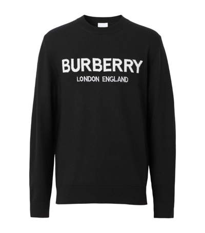 Shop Burberry Wool-blend Logo Sweater In Black