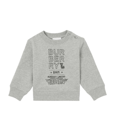 Shop Burberry Kids Logo Sketch Sweatshirt (6-24 Months) In Grey