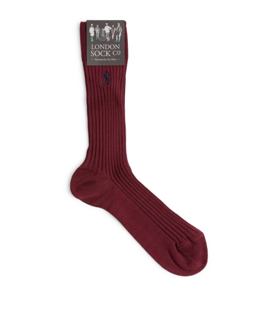 Shop London Sock Company Simply Sartorial Socks In Burgundy