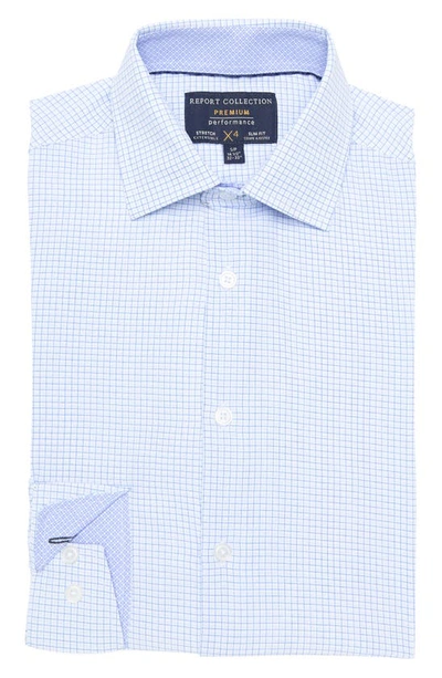 Shop Report Collection Check Print 4-way Stretch Long Sleeve Shirt In 40 Blue