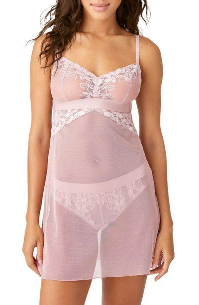 Shop Wacoal Opening Act Lace & Mesh Chemise In Blush Pink
