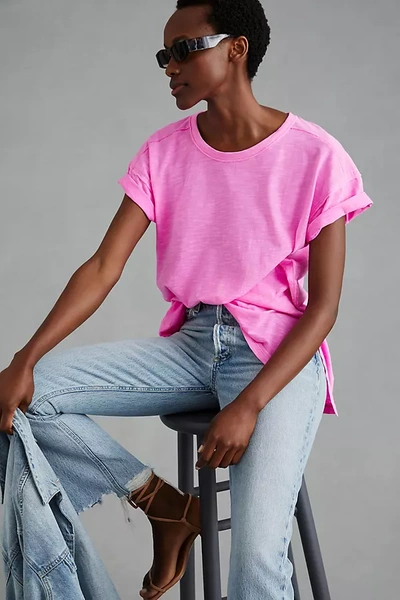 Shop Pilcro The Jordyn Perfect Oversized Cotton-slub Tee By  In Pink