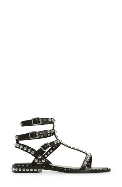 Shop Ash Play Studded Sandal In Black/ Silver