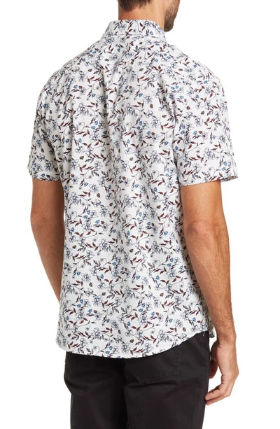 Shop Slate & Stone Floral Printed Short Sleeve Poplin Shirt In White Rose Print