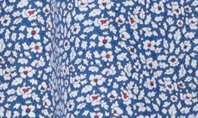 Shop Slate & Stone Floral Printed Short Sleeve Poplin Shirt In Blue White Mini Leaf