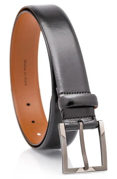 Shop Made In Italy Solid Leather Belt In Black