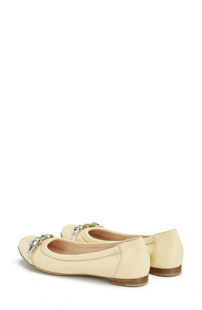 Agl Attilio Giusti Leombruni Monika Cap Toe Ballet Flat In Yellow Platinum Belt