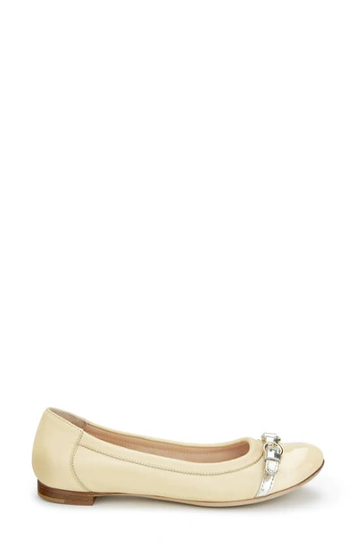 Agl Attilio Giusti Leombruni Monika Cap Toe Ballet Flat In Yellow Platinum Belt
