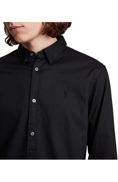 Shop Allsaints Hawthorne Slim Fit Button-up Shirt In Black