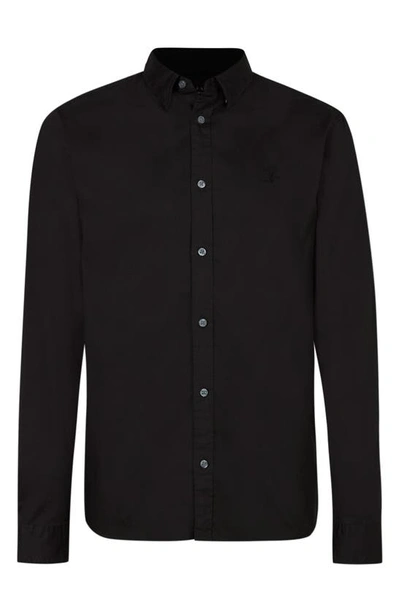 Shop Allsaints Hawthorne Slim Fit Button-up Shirt In Black