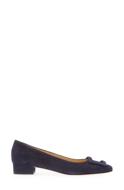 Ann Mashburn Buckle Shoe In Navy Suede In Navy Suede