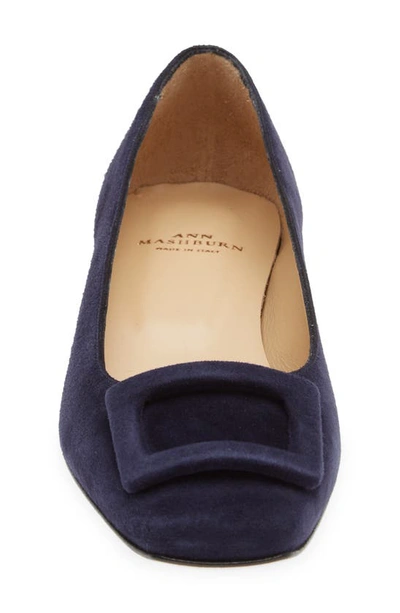 Ann Mashburn Buckle Shoe In Navy Suede In Navy Suede