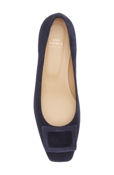 Ann Mashburn Buckle Shoe In Navy Suede In Navy Suede