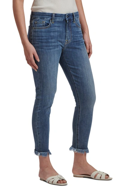 Shop Jen7 By 7 For All Mankind High Waist Fray Hem Crop Skinny Jeans In Sienna