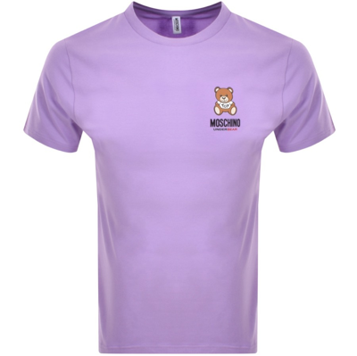 Shop Moschino Lounge Bear Logo T Shirt Purple