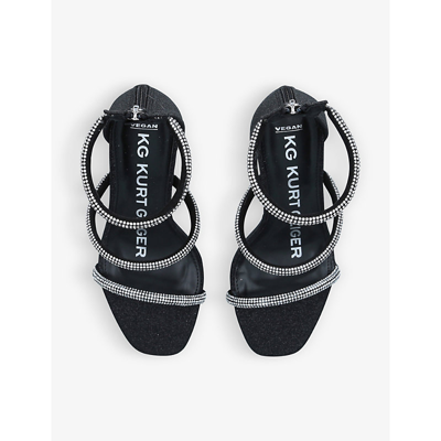 Shop Kg Kurt Geiger Women's Black Foster 2 Crystal-embellished Glitter Heeled Sandals