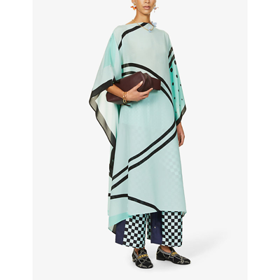 Shop Louisa Parris The Long Scarf Graphic-print Silk Maxi Dress In Luciana