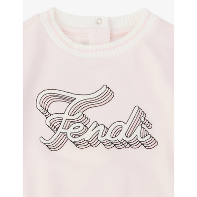 Shop Fendi Logo-embroidered Stretch-cotton Sweatshirt 6-24 Months In Pink