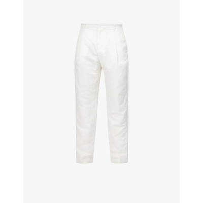 Shop Orlebar Brown Dunmore Relaxed-fit Cotton And Linen Blend Trousers In White Sand