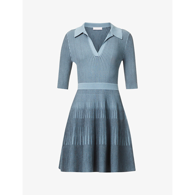 Shop Jonathan Simkhai Patricia V-neck Stretch-woven Mini Dress In Slate
