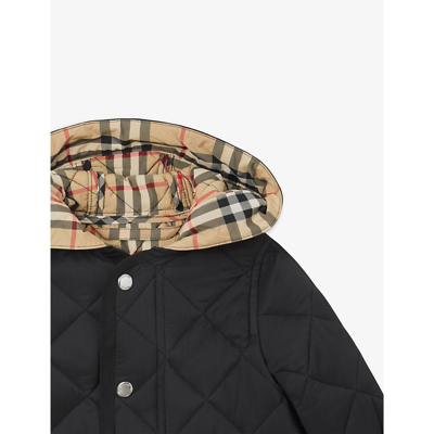 Shop Burberry Black Reilly Quilted Check-lined Shell Jacket 6-24 Months