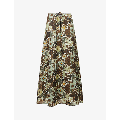 Shop Sir Con Floral-print Crepe Maxi Skirt In Constantine Print
