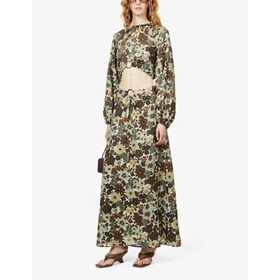 Shop Sir Con Floral-print Crepe Maxi Skirt In Constantine Print