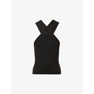Shop By Malene Birger Sonya Strappy Stretch-woven Top In Black