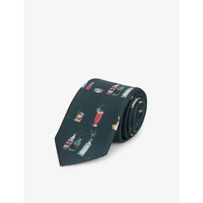 Shop Paul Smith Taverna Graphic-print Silk Tie In Petrol Blue