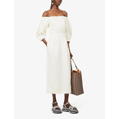 Gabriela Hearst Majano Off-the-shoulder Puff-sleeve Midi Dress In Ivory ...