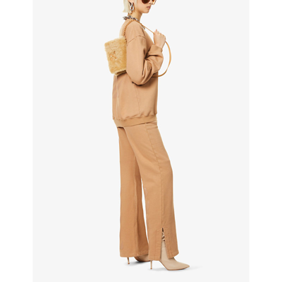 Shop Off-white Diag Text-print Mid-rise Straight Cotton Jogging Bottoms In Brown Brown