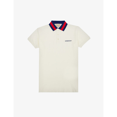 Shop Gucci Boys Ivory Kids Logo-embroidered Stretch-cotton Pique Polo Shirt 4-12 Years