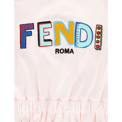 Shop Fendi Logo-embroidered Stretch-cotton Dress 6-24 Months In Pink