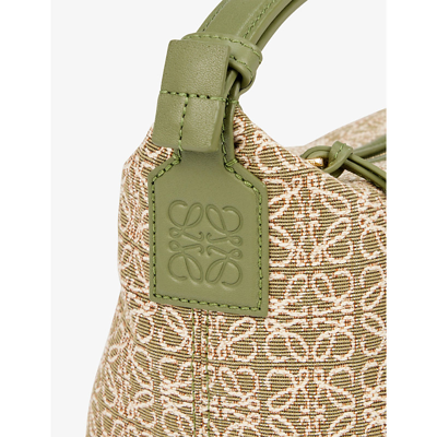 Shop Loewe Cubi Anagram-pattern Canvas And Leather Shoulder Bag In Green Avocado Green