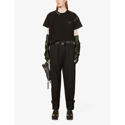 Shop Sacai Integrated-belt Relaxed-fit High-rise Straight-leg Woven Trousers In Black