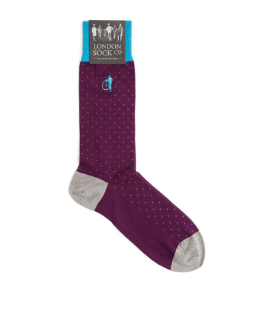 Shop London Sock Company Spot Of Style Socks In Burgundy